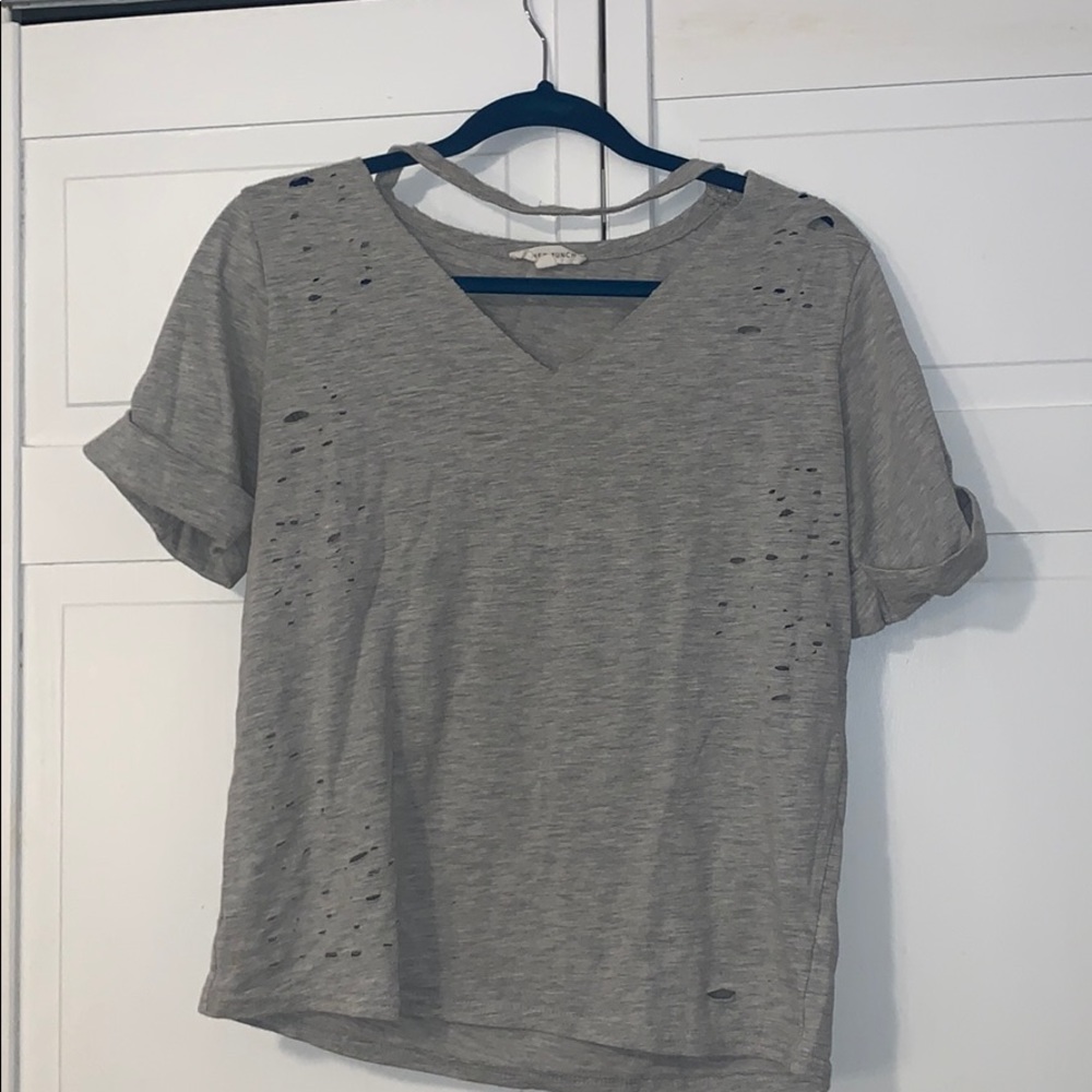 Distressed grey tee